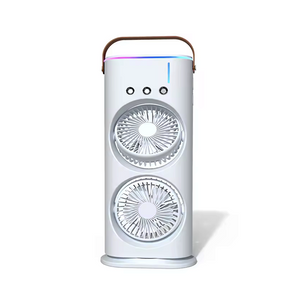 Ventilateur de refroidissement à double tête, Rechargeable par USB, OEM, Option à 3 vitesses, Mini ventilateur de Table à brume de refroidissement électrique Portable, Rotation à 360 degrés